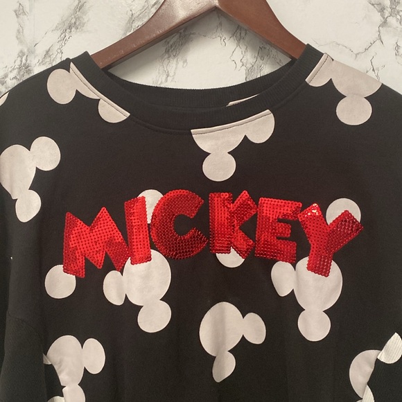 Disney Mickey Mouse Graphic Sweatshirt With Red Sequin Letters Size XXL - Picture 4 of 9